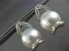ESTATE LARGE .4CT DIAMOND & AAA SOUTH SEA PEARLS 18K WHITE GOLD HANGING EARRINGS