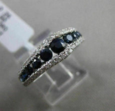 ESTATE 1.16CT DIAMOND & AAA SAPPHIRE 18K WHITE GOLD GRADUATING ANNIVERSARY RING