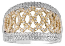 ESTATE WIDE .75CT DIAMOND 14KT 2 TONE GOLD 3D LOVE KNOT WEDDING ANNIVERSARY RING