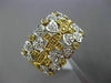 ESTATE LARGE .61CT WHITE & FANCY YELLOW DIAMOND 18K 2 TONE GOLD CROSS HEART RING