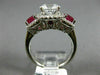 ESTATE LARGE 2.41CT DIAMOND & AAA RUBY 14KT WHITE GOLD 3 STONE ENGAGEMENT RING