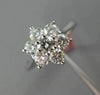 ESTATE LARGE 1.07CT ROUND DIAMOND 18KT WHITE GOLD 3D FLOWER STAR ENGAGEMENT RING