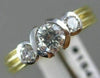 ESTATE .60CT DIAMOND 14KT TWO TONE GOLD 3 STONE SEMI BEZEL ENGAGEMENT RING #1541