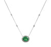5.64CT DIAMOND & AAA EMERALD 18KT 2 TONE GOLD 3D OVAL & ROUND SOLITAIRE NECKLACE
