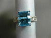 ESTATE 4.03CT DIAMOND & BLUE TOPAZ 14K WHITE GOLD 3D EMERALD CUT ENGAGEMENT RING
