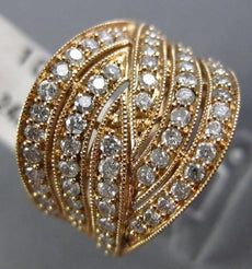 ESTATE LARGE 1CT DIAMOND 14KT ROSE GOLD MULTI ROW INFINITY CRISS CROSS LOVE RING
