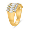 LARGE 2CT DIAMOND 14KT YELLOW GOLD MARQUISE ROUND 3 ROW WEDDING ANNIVERSARY RING