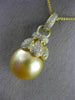 LARGE .60CT DIAMOND & AAA GOLDEN SOUTH SEA PEARL 18KT YELLOW GOLD FLOWER PENDANT