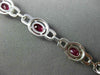 ANTIQUE WIDE 10.25CT DIAMOND & AAA OVAL RUBY 18KT WHITE GOLD 3D BRACELET