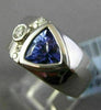 ESTATE WIDE .97CT DIAMOND & AAA TANZANITE 14K WHITE GOLD 3D TRILLION ETOILE RING