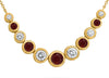 1.73CT DIAMOND & AAA RUBY 14KT YELLOW GOLD 3D 11 STONE ADJUSTABLE LOVE NECKLACE