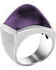 ESTATE EXTRA LARGE AAA AMETHYST 18KT WHITE GOLD CABOCHON SQUARE HANDCRAFTED RING