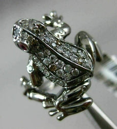 ESTATE LARGE .76CT DIAMOND AAA RUBY 18KT BLACK GOLD HANDCRAFTED HAPPY FROG RING