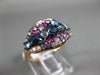 ESTATE 1.63CT DIAMOND & MULTI GEM 14KT ROSE GOLD 3D CLUSTER WAVE FRIENDSHIP RING