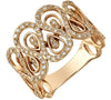 ESTATE 0.7CT DIAMOND 14KT ROSE GOLD 3D CLASSIC MULTI SWIRL FUN RING