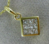 ESTATE 1.0CT DIAMOND 14KT YELLOW GOLD 3D CLASSIC SQUARE INVISIBLE PENDANT #9697