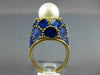 ANTIQUE LARGE BLUE ENAMEL & AAA SOUTH SEA PEARL 14K YELLOW GOLD SHELL RING #2748