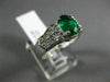 ESTATE 1.21CT DIAMOND & AAA OVAL EMERALD 14KT WHITE GOLD 3D LOVE ENGAGEMENT RING
