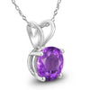 1.03CT AAA AMETHYST 14KT WHITE GOLD 3D CLASSIC ROUND SOLITAIRE FLOATING PENDANT
