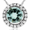 ESTATE .52CT DIAMOND & AAA AQUAMARINE 14KT WHITE GOLD 3D SOLITAIRE HALO PENDANT