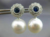 ESTATE 1.55CT DIAMOND AAA SAPPHIRE & SOUTH SEA PEARL 18KT WHITE GOLD 3D EARRINGS