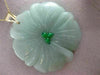 ESTATE EXTRA LARGE AAA JADE 14K YELLOW GOLD 3D HANDCRAFTED FLOWER PENDANT #26192
