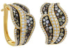 LARGE 2.21CT MULTI COLOR DIAMOND 18KT BLACK & YELLOW GOLD LEAF HANGING EARRINGS