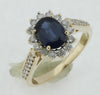 1.95CT DIAMOND & AAA SAPPHIRE 14KT YELLOW GOLD OVAL & ROUND FRIENDSHIP LOVE RING