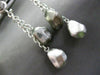 ESTATE LONG .12CT DIAMOND 14K WHITE & BLACK GOLD 3D HAMMER LOOK HANGING EARRINGS