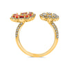 1.93CT DIAMOND & AAA RUBY 14KT YELLOW GOLD 3D CLASSIC DOUBLE FLOWER LOVE RING