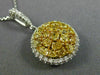 ESTATE LARGE 2.13CT WHITE & FANCY YELLOW DIAMOND 18KT 2 TONE GOLD ROUND PENDANT