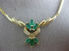 ANTIQUE 1.40CT DIAMOND COLOMBIAN EMERALD 14KT GOLD FILIGREE NECKLACE 19.5" 21154