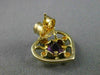 ESTATE LARGE .65CT DIAMOND & AMETHYST 14K TWO TONE GOLD 3D HEART EARRINGS #25209