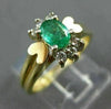 ESTATE .60CT DIAMOND & EMERALD 14K WHITE & YELLOW GOLD FLOWER COCKTAIL RING #804