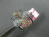 LARGE .40CT WHITE & PINK DIAMOND 18K WHITE & ROSE GOLD FLOWER MULTI ROW FUN RING
