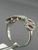 ESTATE WIDE 1CT DIAMOND & ROUND RUBY 14KT WHITE GOLD MULTI LEAF ETOILE LOVE RING