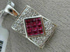 ESTATE 2.2CT DIAMOND & AAA RUBY 18K WHITE GOLD RECTANGULAR FILIGREE LOVE PENDANT