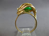 ESTATE LARGE .06CT DIAMOND & AAA JADE 14KT YELLOW GOLD 3D FLORAL RING #28103