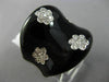 ESTATE LARGE .55CT DIAMOND & AAA BLACK ENAMEL 14KT WHITE GOLD MULTI FLOWER RING