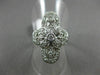 ESTATE WIDE .50CT DIAMOND 14KT WHITE GOLD 3D OPEN FILIGREE 3 STONE FLOWER RING
