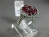 ESTATE LARGE 1.80CT DIAMOND & AAA RUBY 18KT WHITE GOLD 3D HALO FLOWER LOVE RING