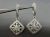 ESTATE LARGE .79CT DIAMOND 14KT WHITE GOLD SQUARE FLOWER HUGGIE HANGING EARRINGS