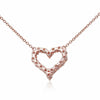 ESTATE .67CT ROUND CUT DIAMOND 14K ROSE GOLD 3D CLASSIC OPEN HEART LOVE NECKLACE