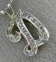 .30CT ROUND DIAMOND 14K TWO TONE GOLD CLASSIC SCRIPT "D" INITIAL PENDANT #20642