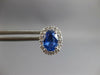 LARGE 2.31CT DIAMOND & AAA CEYLON SAPPHIRE 14KT WHITE GOLD 3D OVAL STUD EARRINGS