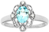 ESTATE .74CT DIAMOND & AAA AQUAMARINE 14KT WHITE GOLD FLOWER FILIGREE FUN RING