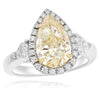 3.81CT WHITE & FANCY YELLOW DIAMOND 18KT WHITE GOLD & PLATINUM ENGAGEMENT RING