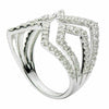 ESTATE WIDE 1.38CT ROUND DIAMOND 18K WHITE GOLD 3D CLASSIC V SHAPE FUN LOVE RING