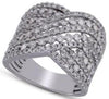 ESTATE LARGE 1.75CT DIAMOND 14KT WHITE GOLD MULTI ROW CRISS CROSS INFINITY RING