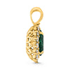 1.43CT DIAMOND & AAA EMERALD 14KT YELLOW GOLD 3D OVAL FLOWER FLOATING PENDANT